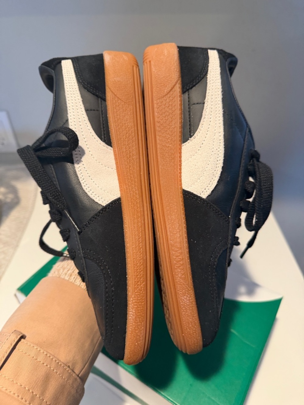 Puma Palermo Black with White Stripe and Gum Sole - Picture 8 of 9